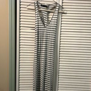 Blonde Gray and White Striped Maxi Dress